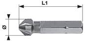 Fraise à ébavurer 90° HSS queue hexagonale 1/4" Ø: 8.3mm