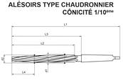 Alésoirs de chaudronnier E66016-DIN 311 HSS M2 conicité 1/10éme CM2 Ø13