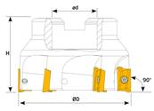 Fraise à plaquettes 90° R390-1704 - D 125 x d40