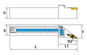 Porte outil de tournage exterieur 93° SVJCL - L 170 - L1 50