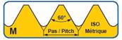 Taraud machine Co5 métrique ISO DIN 13 Forme C hélice 35° DIN 376 M 6 x 1.00