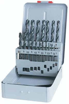 Coffret métallique de 19 forets cylindriques TAM de Ø 1 à Ø 10 par 0,5 mm