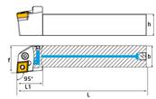 Porte outil de tournage lubrifié PCLNR 2020 K12-IKG1/8 External turning Holder (watercooled)