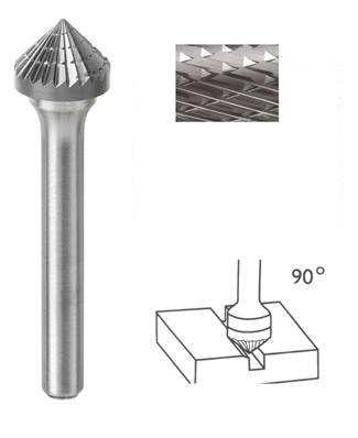 Fraise lime CW conique à 90° denture croisée-universelle Ø 8 x 4 queue Ø 6 8X4 MM