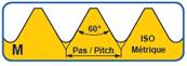 Foret machine taraudeur Co5 queue cylindrique métrique ISO DIN 13 M 4 x 0.70