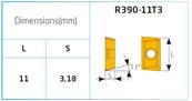 Fraise à plaquettes 90° R390-11T3 - D 63 x d 22