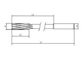 Alésoir machine taille hélicoïdale 6° série extra-longue queue cylindrique H7 HSS-M35 revêtue Ø1,50